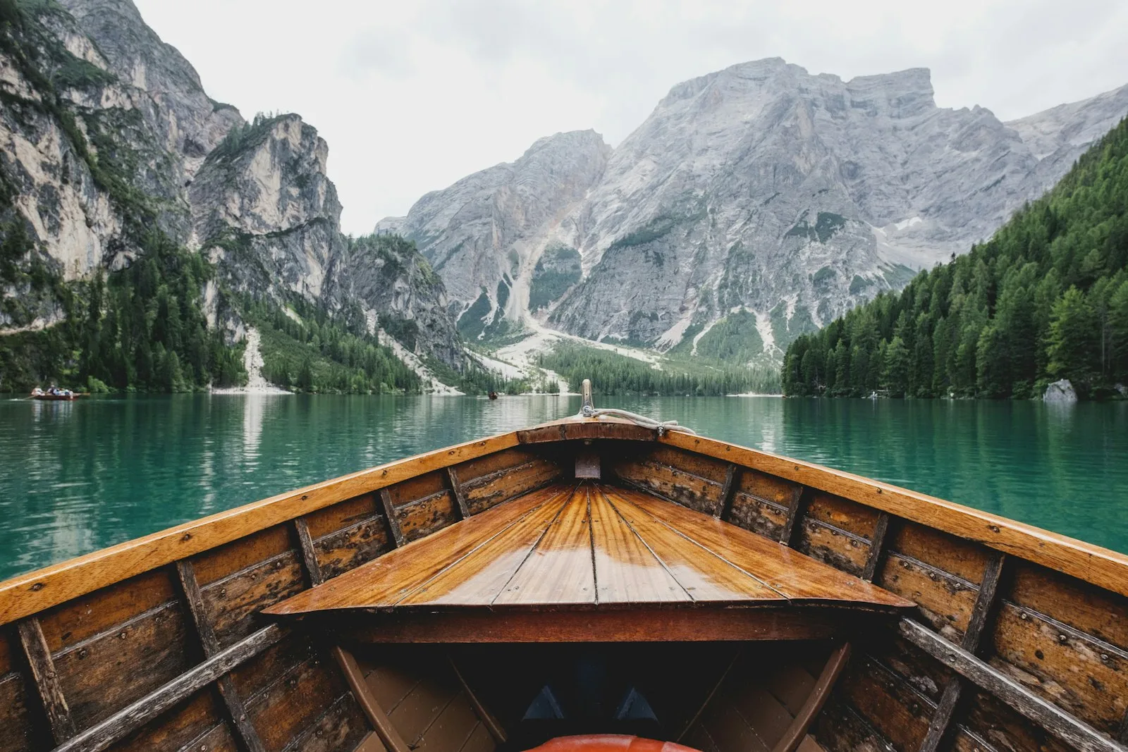 A calm lake among mountains